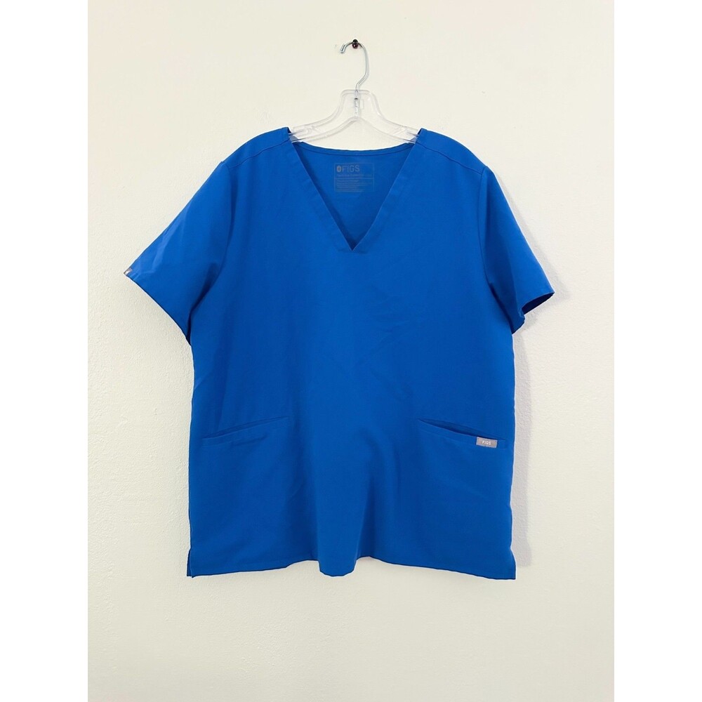 FIGS Casma Scrub Top Royal Blue V-Neck Medical Short Sleeve Women's 2X XXL